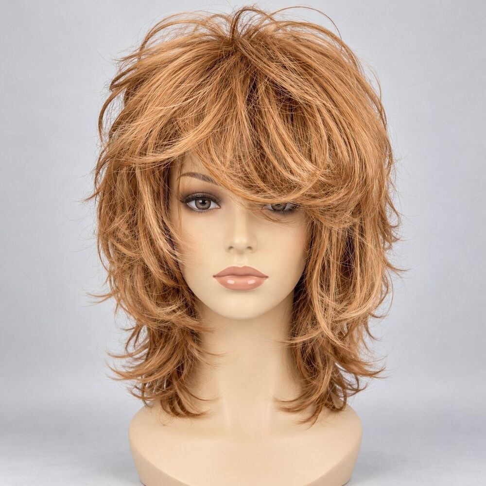 Anna Emma 2719 Synthetic Wig Womens Medium Layered Shag Bangs Color 30 Auburn
